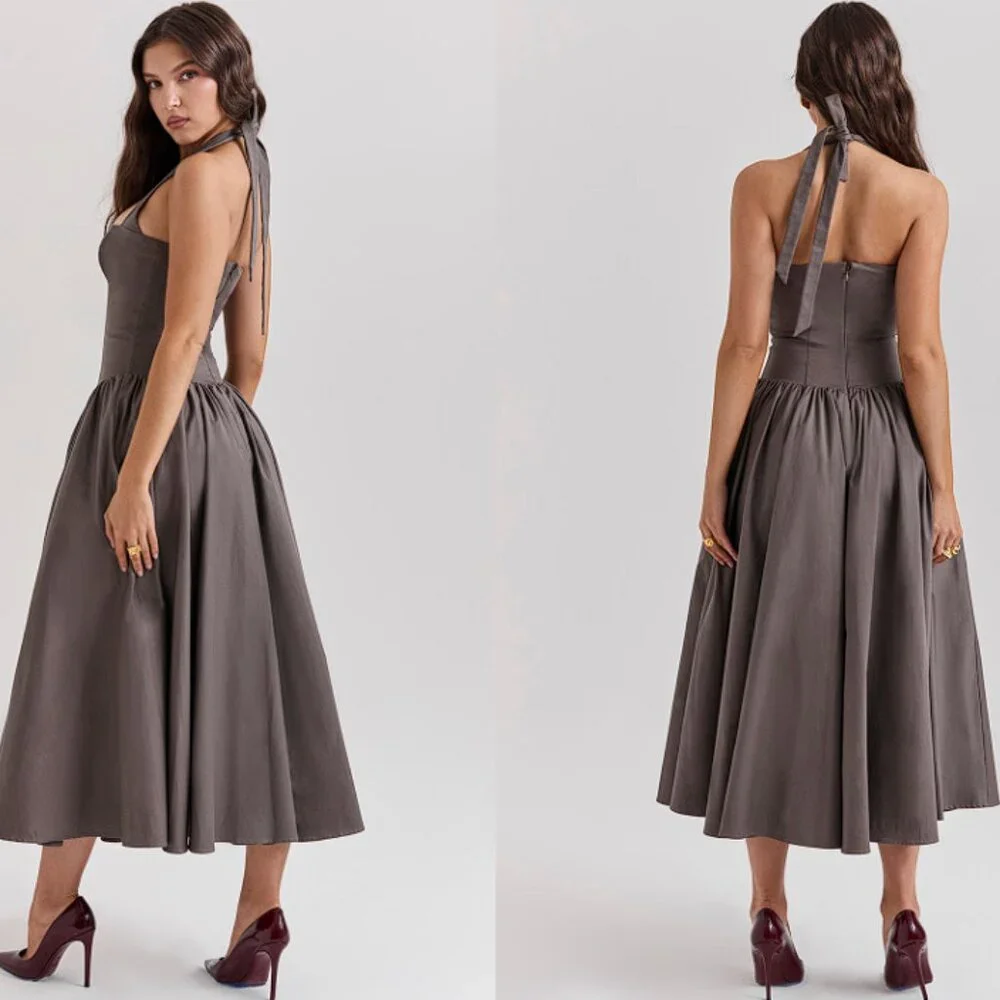 House of CB ‘Coquette' Smoke Halter Midi Dress NWOT - Picture 6 of 11